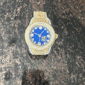 Black Fabric Watch Patch with Red Design